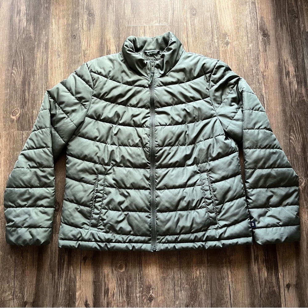GAP Cold Control Olive Green Lightweight Puffer Jacket Sz L